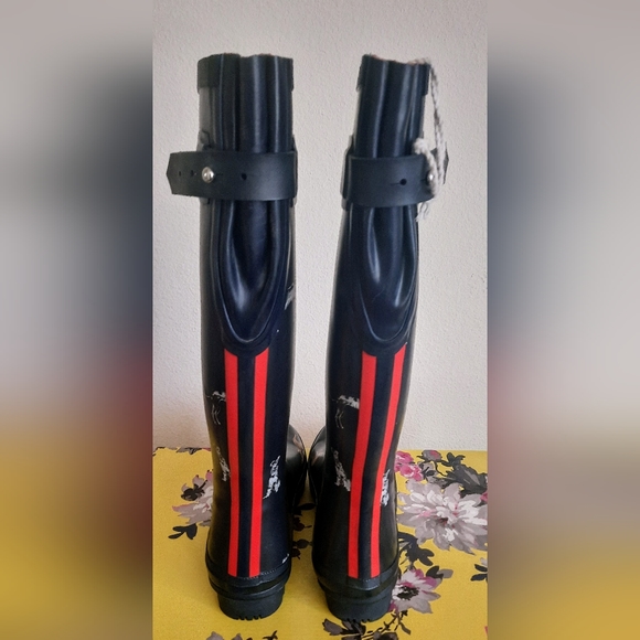 NWT Joules Womens Tall Rain Boots, French Navy Dogs, Size 6 - Picture 5 of 10